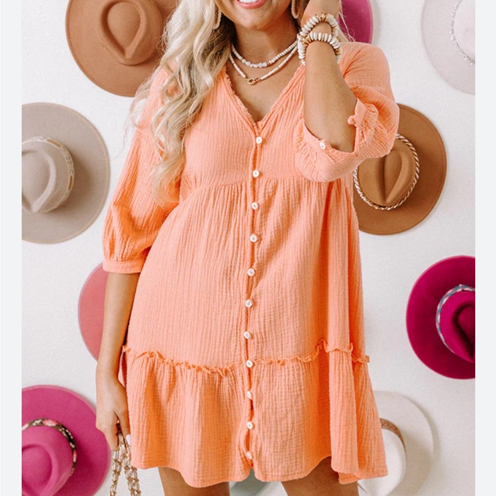 Zara tiered button down mini dress